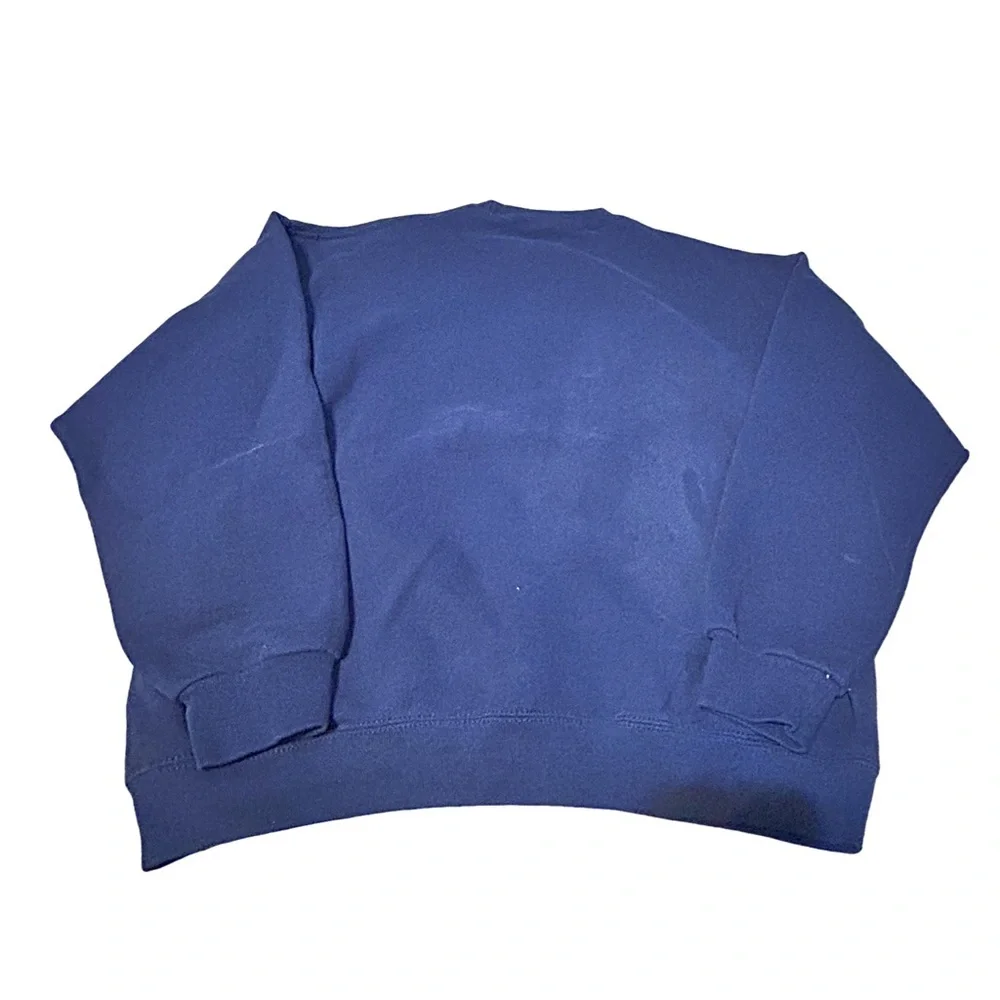 Vintage Jerzees Lone Wolf Moon Graphic Sweatshirt Size L Navy - Picture 2 of 13